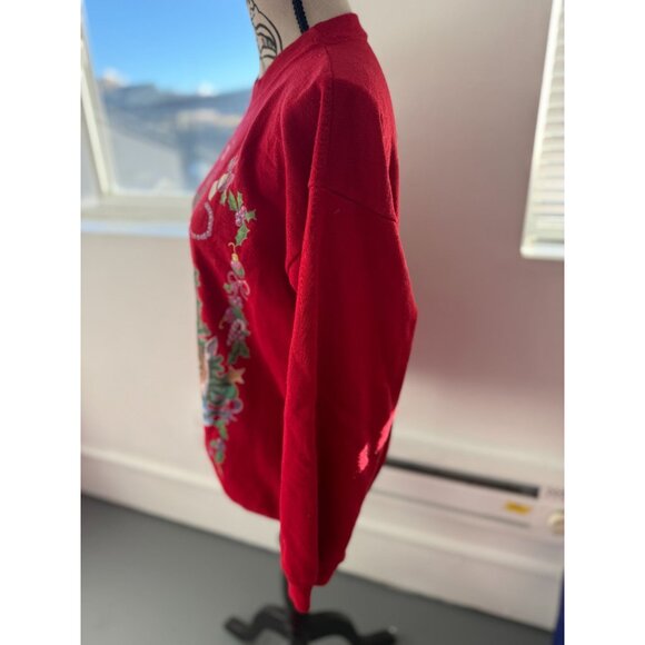 VTG 80s Red Holiday Christmas Woodland Deer, Birds, Rabbits, Raccoon, Squirrels - Picture 3 of 5